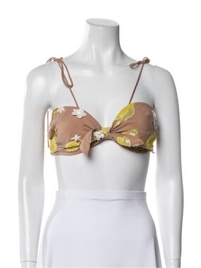 For Love & Lemons Floral Sequin Tie Strap Crop Top Medium Festival Boho